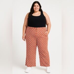Maeve Anthropologie Pant The Collette Orange Graphic Print Cropped Wide Leg 22W